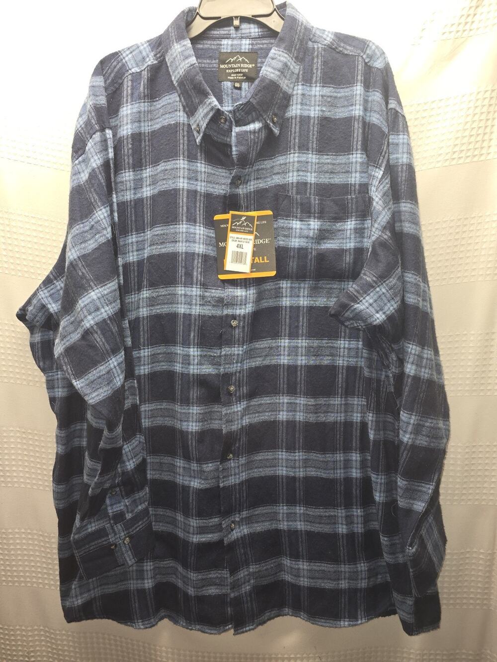 Mountain Ridge Flannel Shirt Men's 4XL Button Up Warm Outdoors